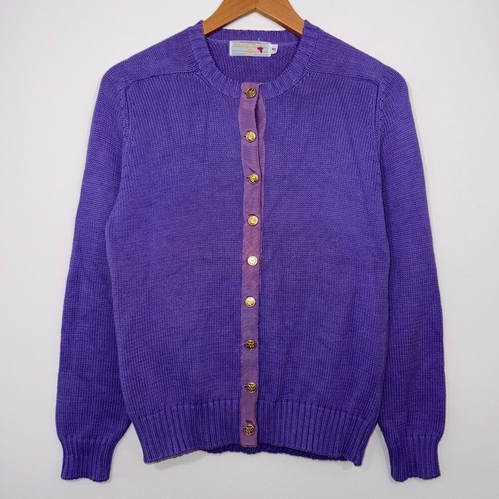 Vintage Archie Brown & Son Heavy Knit Cardigan Sweater Purple Size EU 40 / US 8